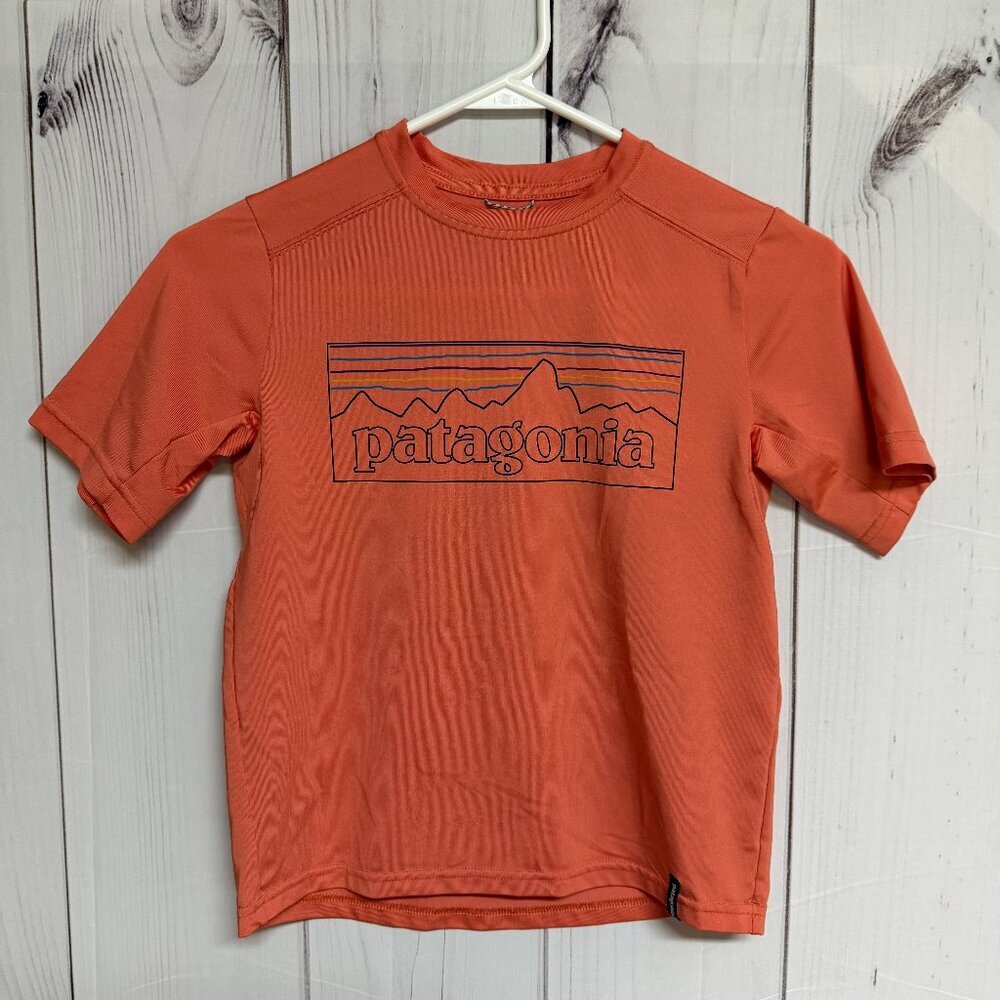 Patagonia Kids Capilene Silkweight T-Shirt S‎ 7-8 Coho Coral EUC